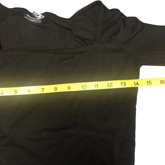 ASOS Top Womens Size 6 Black Square Neck Cropped Long Sleeves - Picture 3 of 7